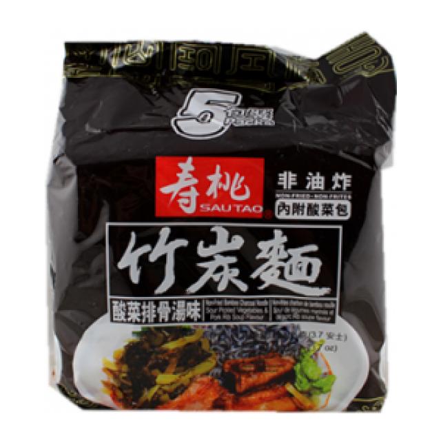 特价 寿桃 非油炸 竹炭面 酸菜排骨汤味105g*5