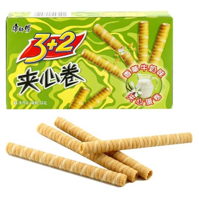 康师傅 3+2夹心卷 香草牛奶味 55g【零食】
