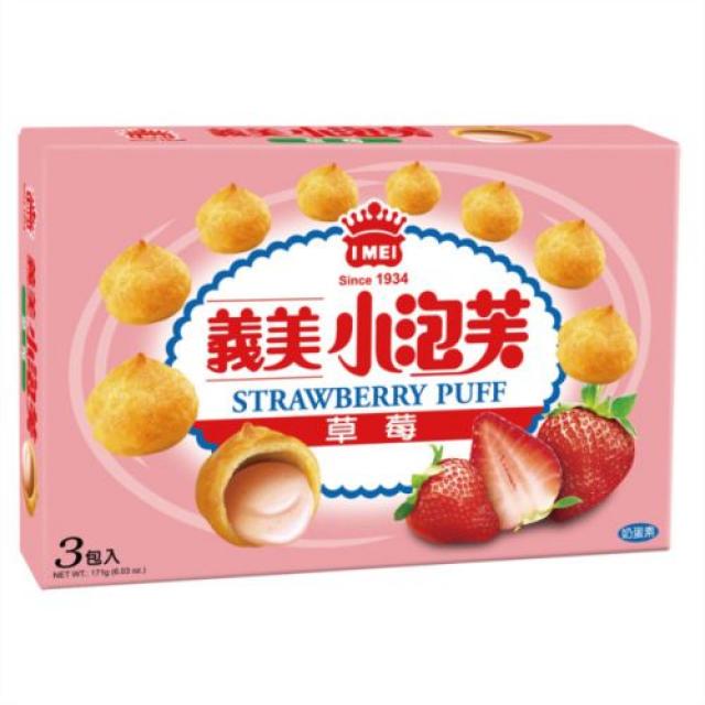 【特价】义美 小泡芙 草莓味57克【零食】