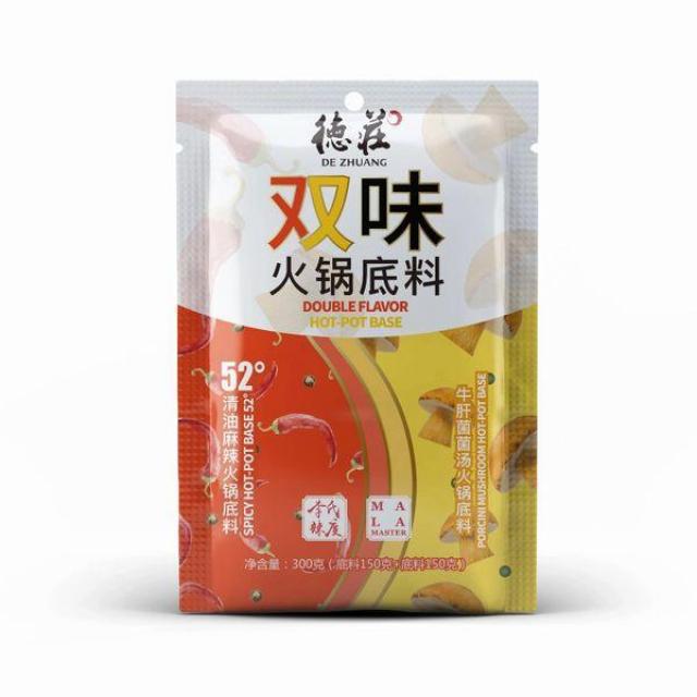 【特价】 德庄 双味火锅底料 （清油麻辣+牛肝菌汤）300g